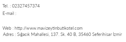 Mavi Zeytin Otel telefon numaralar, faks, e-mail, posta adresi ve iletiim bilgileri